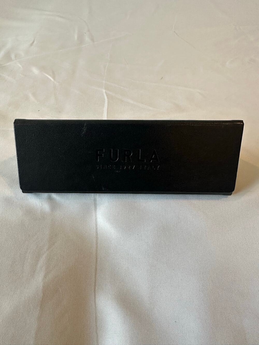 Furla Folding Hard Eyeglasses Case Black Synthetic Leather Sunglasses Storage